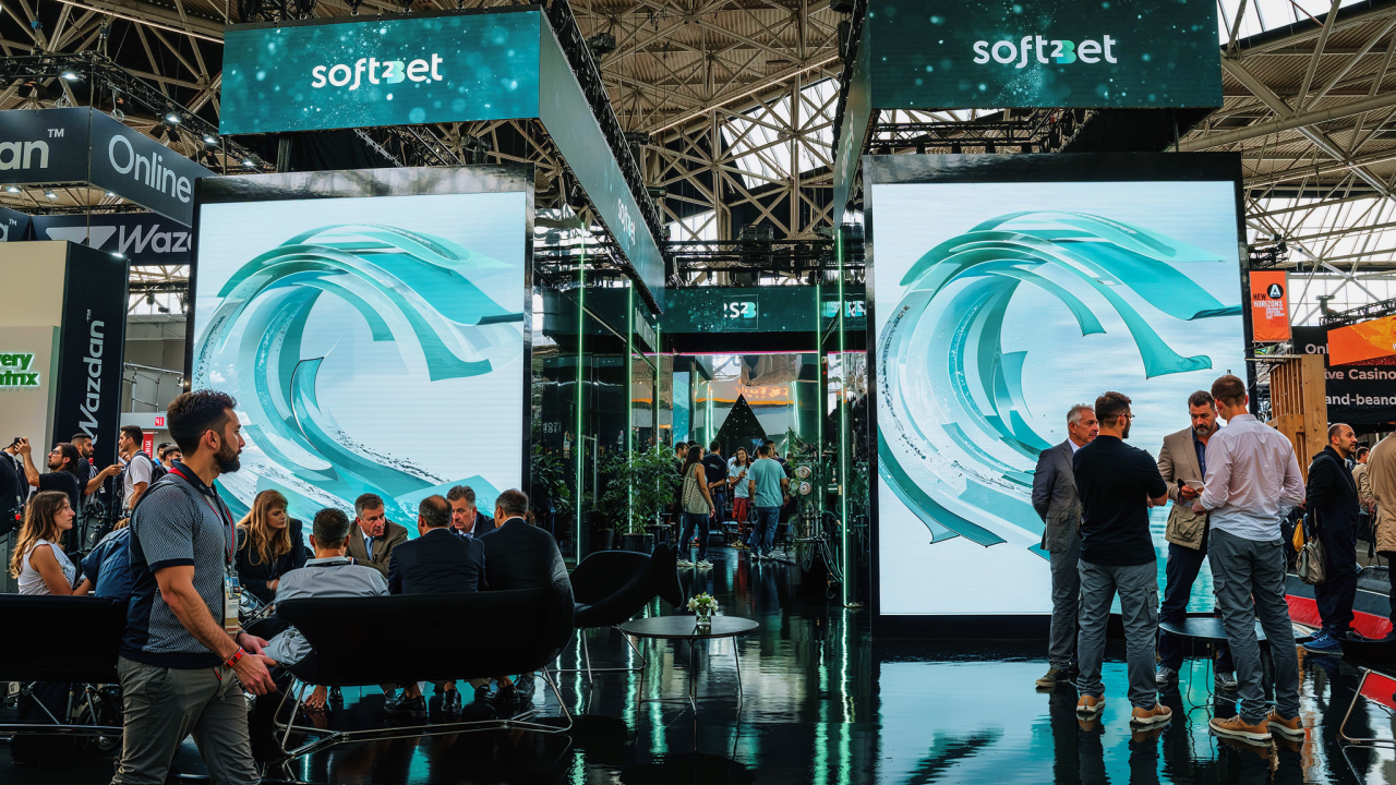 Soft2Bet Logo on Displays at the Event Hall